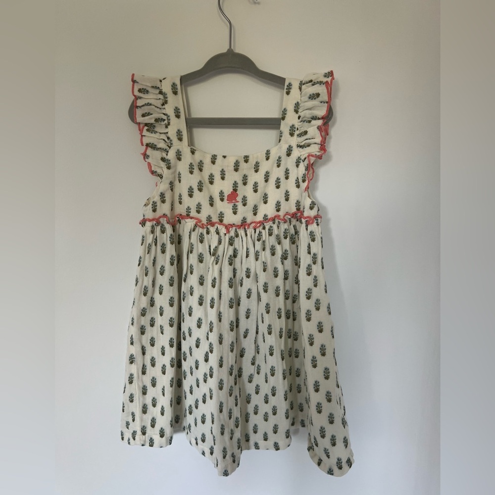 Babycottons Cream and Red Ruffle Dress